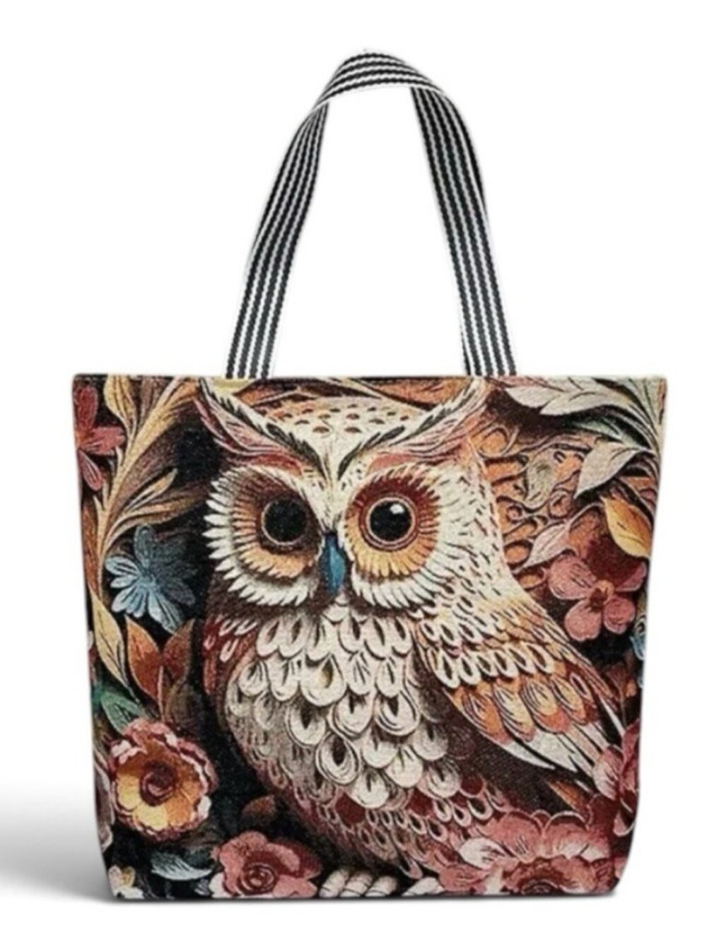 Large Owl Zippered Canvas Shoulder Tote Bag Sparkles Shoulder Shopper New